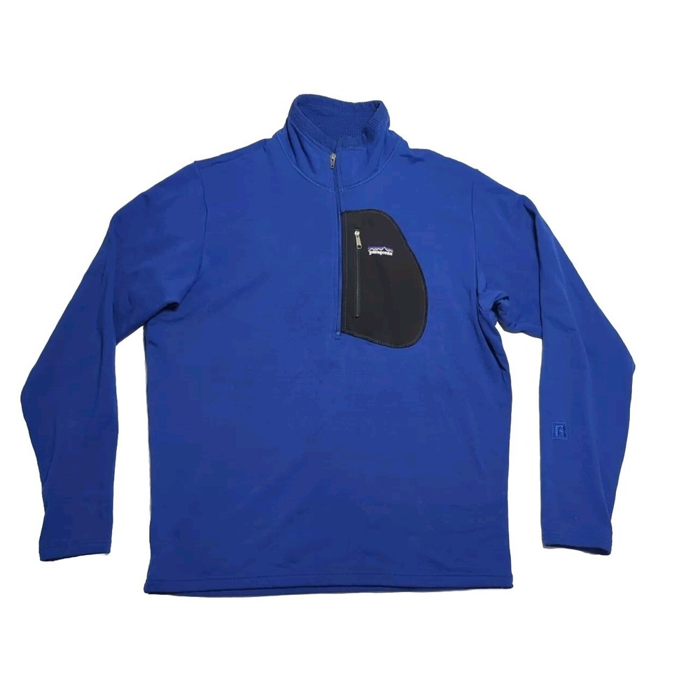 Vintage Patagonia Regulator R1 Tech 1/2 Zip Waffle Pullover Mens Large Blue USA